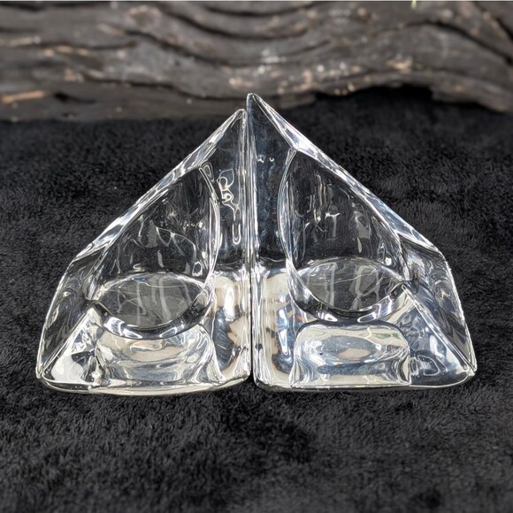 1960’s Pair of Nybro Sweden Volcano Crystal Candleholder Bookends - Picture 2 of 12